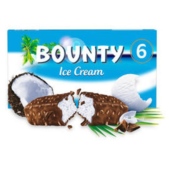2 x 6 pack Bounty Chocolate Coconut Ice Cream Bars at Iceland for £3