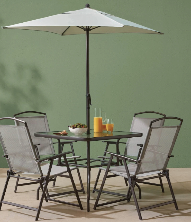 Tesco 6 Piece Garden Furniture Set With Parasol 95 Wadebridge Hotukdeals - Tesco Patio Table Chairs