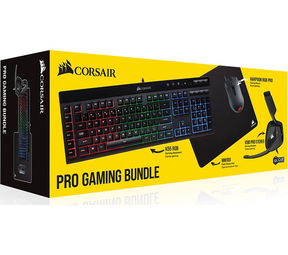 Corsair Pro Gaming Keyboard Mouse Headset Mouse Mat Bundle