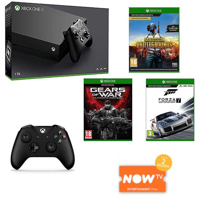 Now live -  Xbox One X Console + Extra Controller, PUBG, Forza 7, Gears of War Ultimate, Now TV 2 Month Entertainment Pass £469.99 @ GAME