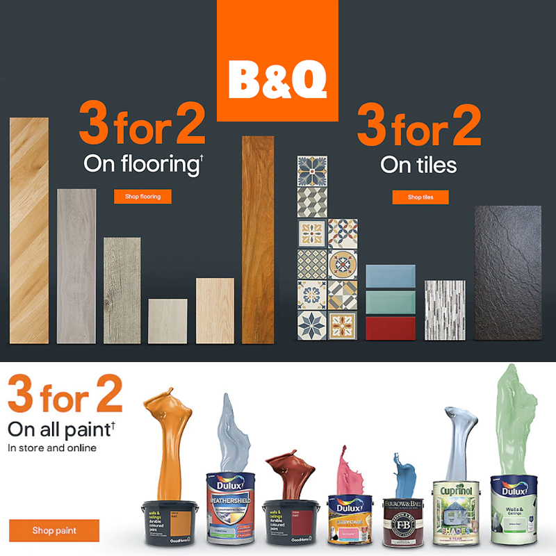 B Q 3 For 2 On All Flooring Tiles And Paint In Store