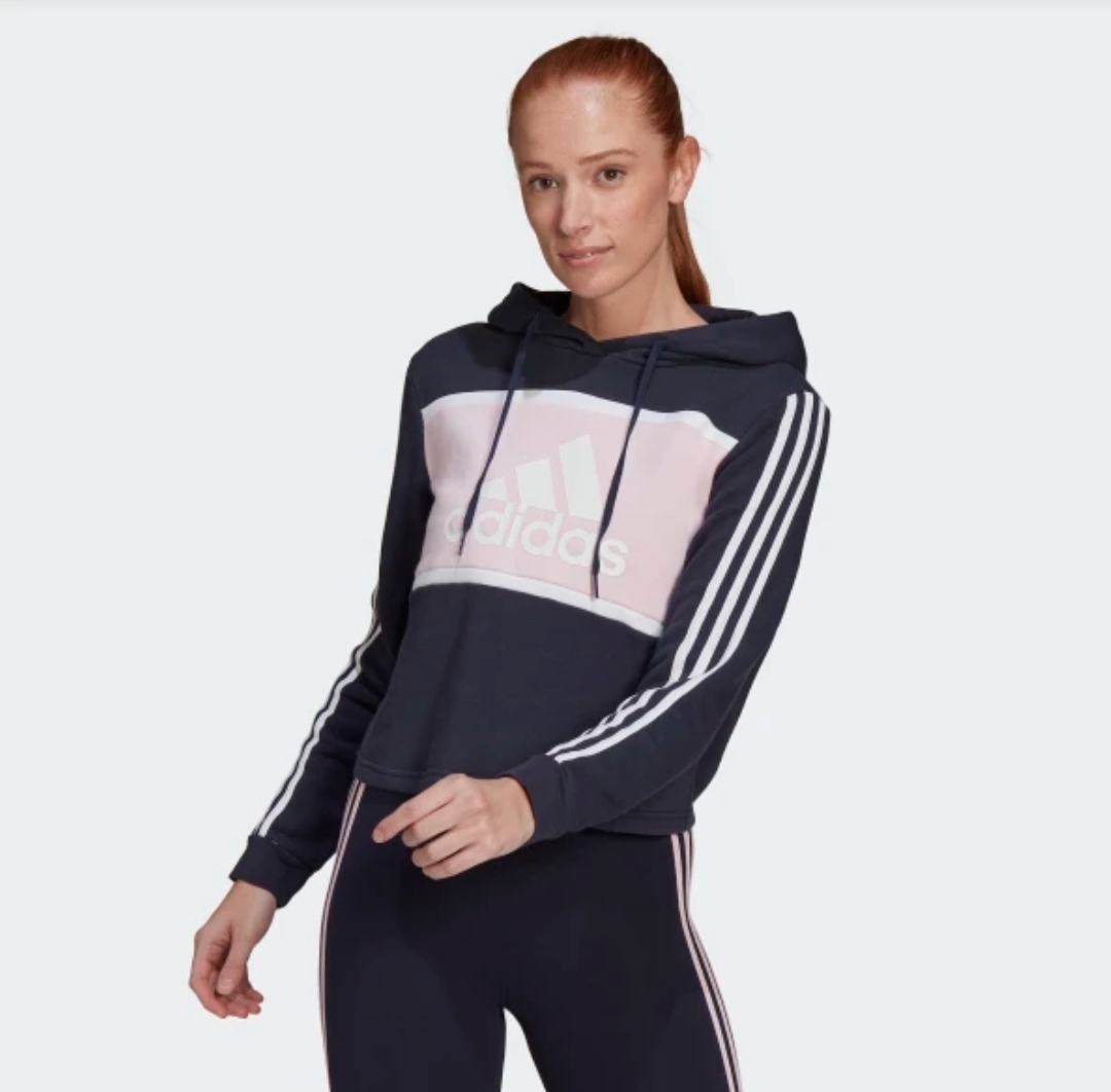 adidas essentials logo colorblock hoodie